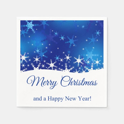 kerstblauwe wintersneeuwvlokken servetten (Voorkant)