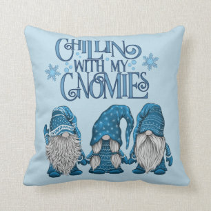 Kerstblauwe wintertrio-chillin met mijn gnomen kussen