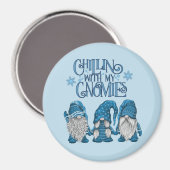 Kerstblauwe wintertrio-chillin met mijn gnomen magneet (Voorkant / Achterkant)