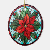 Kerstbloem gekleurd glas stijl keramisch ornament (Links)