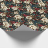 Kerstbloem met witte bloemen en groen cadeaupapier (Hoek)