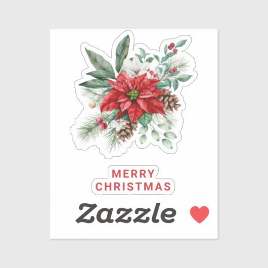 Kerstbloemen Boeket Rood en Wit Sticker (Vel)