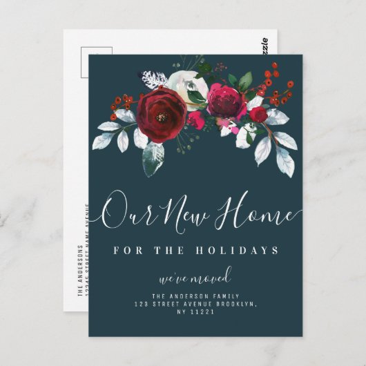 kerstbloemen briefkaart bekendmaking (Voorkant / Achterkant)