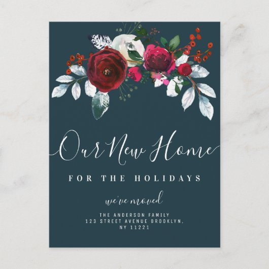 kerstbloemen briefkaart bekendmaking (Voorkant)