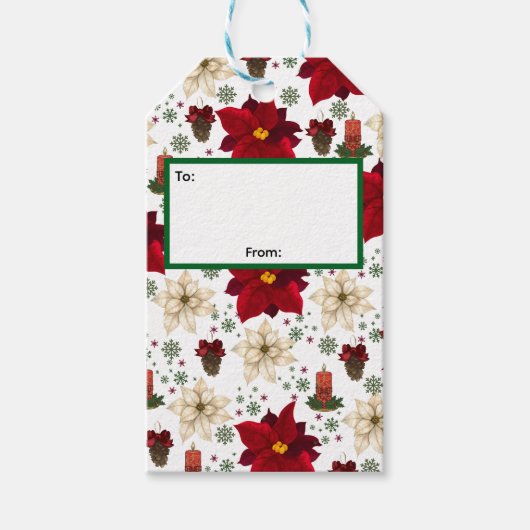 Kerstbloemen Cadeaulabel (Voorkant)