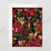 Kerstbloemen en kerstgroeven feestdagenkaart (Voorkant / Achterkant)