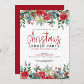 Kerstbloemen en lijst met winterbladeren kaart (Voorkant / Achterkant)