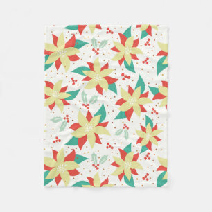 Kerstbloemen en maretak fleece deken