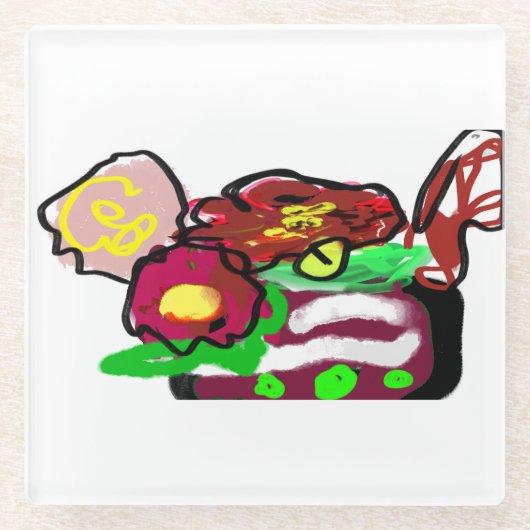 kerstbloemen glazen onderzetter (Voorkant)