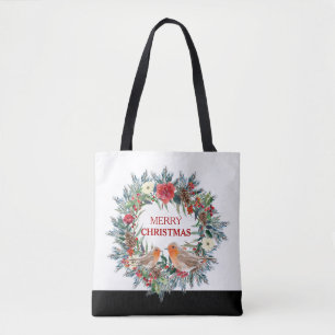 kerstbloemen met roodbaars draagtas
