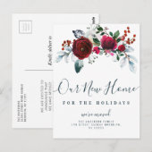 kerstbloemen nieuwe thuis verhuisbericht briefkaart (Voorkant / Achterkant)