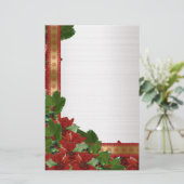 kerstbloemen op witte satijn Stationery Briefpapier (Staand voorkant)