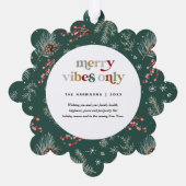 Kerstbloemen | Rood & Groen Botanisch Ornament Kaart (Achterkant)