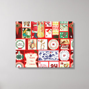 Kerstblok Advent Illustratie Vierkante Kunst Canvas Afdruk
