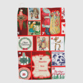 Kerstblok Advent Illustratie Vierkante Kunst Golfhanddoek (Voorkant)