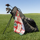 Kerstblok Advent Illustratie Vierkante Kunst Golfhanddoek (Groen)