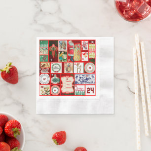 Kerstblok Advent Illustratie Vierkante Kunst Servet