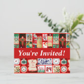 Kerstblok Illustratie Vierkanten Kaart (Staand voorkant)