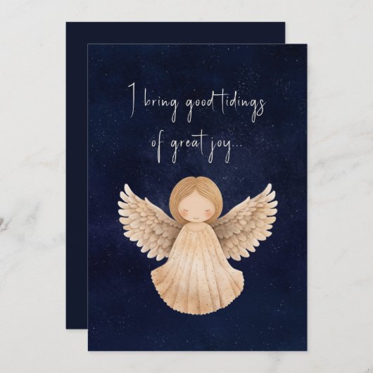 Kerstbode van grote blijdschap waterverf engel feestdagenkaart (Voorkant / Achterkant)