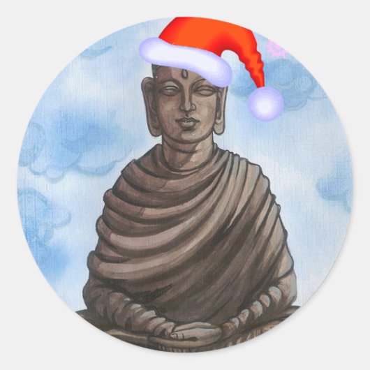 Kerstboeddha! Ronde Sticker (Voorkant)
