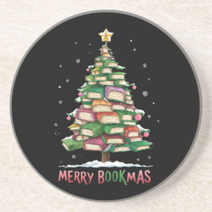 Kerstboek Liefhebber Boom Bibliothecaris Merry Boo Zandsteen Onderzetter