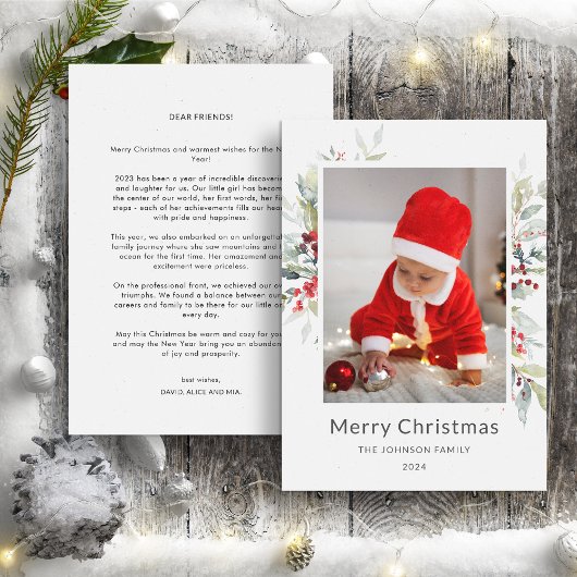 Kerstboeket van rode bessen Jaarlijkse update Feestdagenkaart