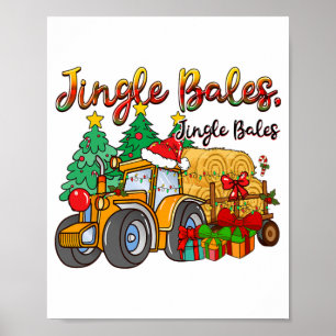 Kerstboerderij met tractor grap poster