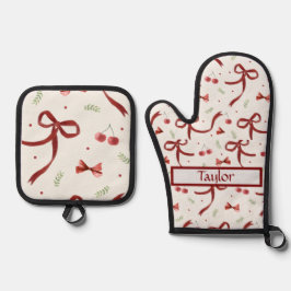 Kerstbogen All-Over Print Schort, Medium Ovenwant & Pannenlap Set