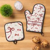 Kerstbogen All-Over Print Schort, Medium Ovenwant & Pannenlap Set (Top down)