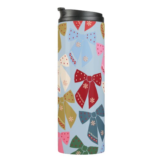 Kerstbogen Coquette Blauw Thermosbeker (Geroteerd rechts)