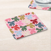 Kerstbogen Coquette Roze Vierkante Kartonnen Onderzetter (Schuin)