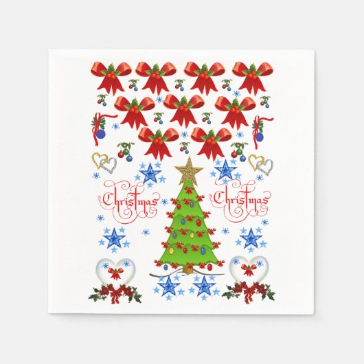 Kerstbogen dozen santa claus napkins red servetten (Voorkant)