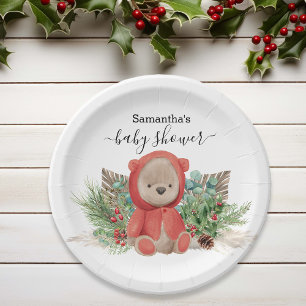 Kerstboho-boeket voor baby-teddynberen papieren bordje