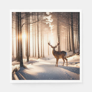 Kerstbok in het winterbos servet