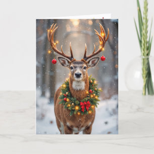 Kerstbok Met een Lichtkrans Kaart