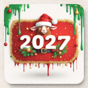 Kerstbok met Hulstkrans Bier Onderzetter