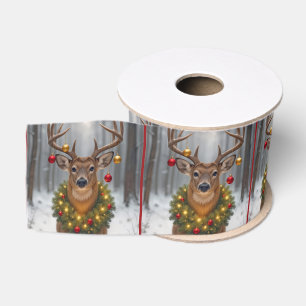 Kerstbok met krans grosgrain lint