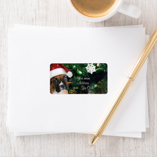 kerstbokspuppy etiket (Insitu)