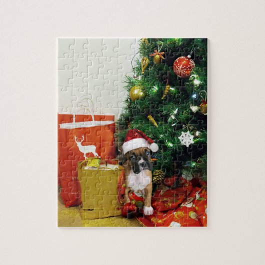 kerstbokspuppy legpuzzel (Verticaal)