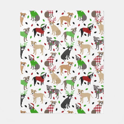 Kerstbol Dogs Fleece Blanket Deken (Voorkant)