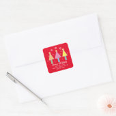 kerstbomen Aangepaste naam Cool Cute Red Vierkante Sticker (Envelop)