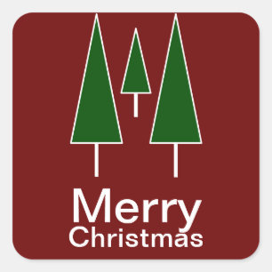 Kerstbomen Abstract Groen Rood Vierkante Sticker