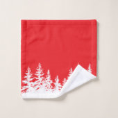 Kerstbomen Bad Handdoek Set Rood en Wit (Wasdoekje)