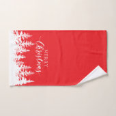 Kerstbomen Bad Handdoek Set Rood en Wit (Handdoek)