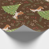 Kerstbomen & Beagle Hondenpatroon op maat Cadeaupapier (Hoek)