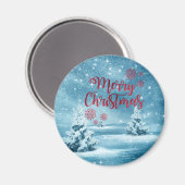 kerstbomen, bos, prettige kerst magneet (Voorkant / Achterkant)