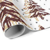 Kerstbomen Bourgogne en goud Cadeaupapier (Rol Hoek)