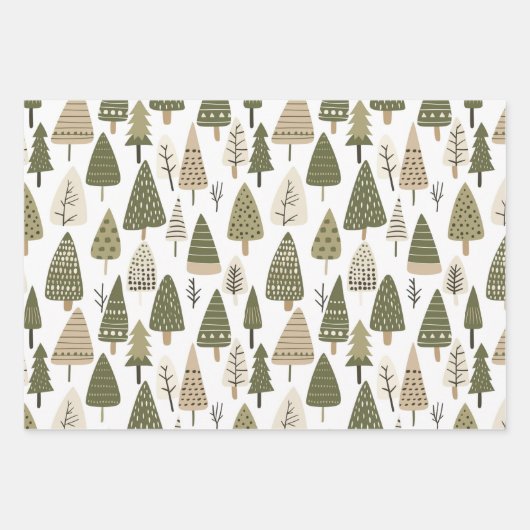 Kerstbomen bruin en groen inpakpapier vel (Voorkant)