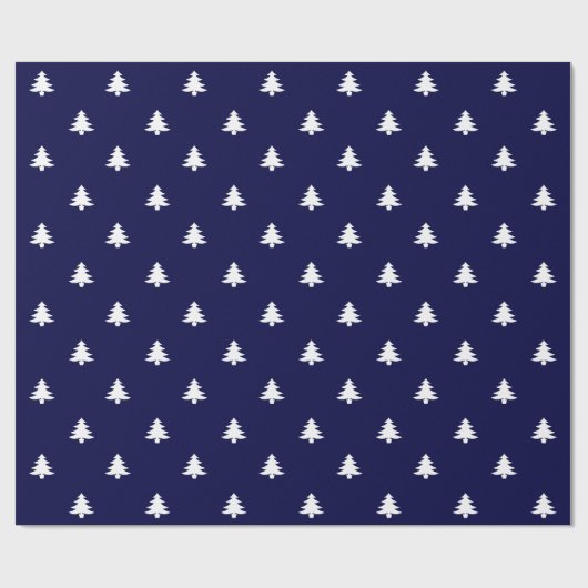 Kerstbomen donkerblauw en witte elegant cadeaupapier (Vlak)
