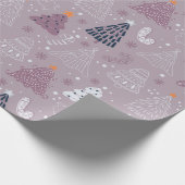 Kerstbomen Doven Sneeuwvlokken Grijze Kerstmis Cadeaupapier (Hoek)